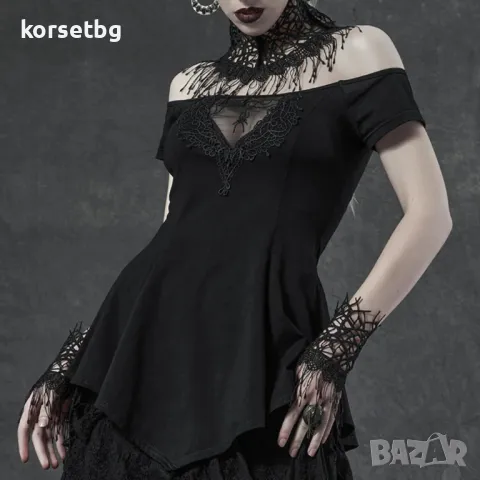 Луксозен комплект от черна дантела – колие яка и две гривни 9018, снимка 1