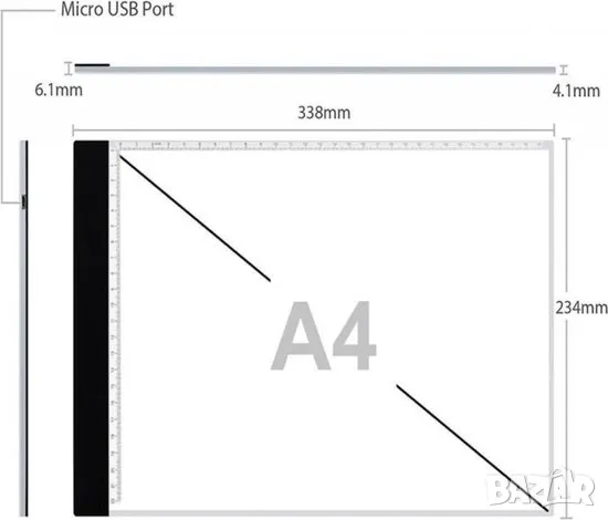 Графичен таблет/подложка за чертане, рисуване безрамкова A4  LED Brightpad, снимка 5 - Други - 46460964