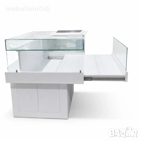 Стъклена витрина с шкаф – бяла, снимка 13 - Витрини - 53576027