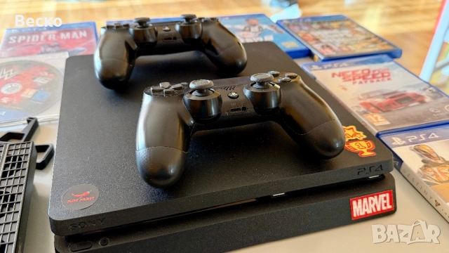 PlayStation 4 Slim 1TB + 2 джойстика + 7 игри + охлаждане, снимка 2 - PlayStation конзоли - 53259832