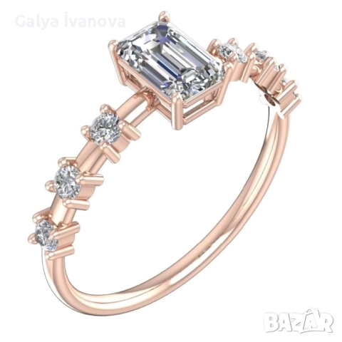 Годежен пръстен с правоъгълен камък, снимка 2 - Пръстени - 52599318