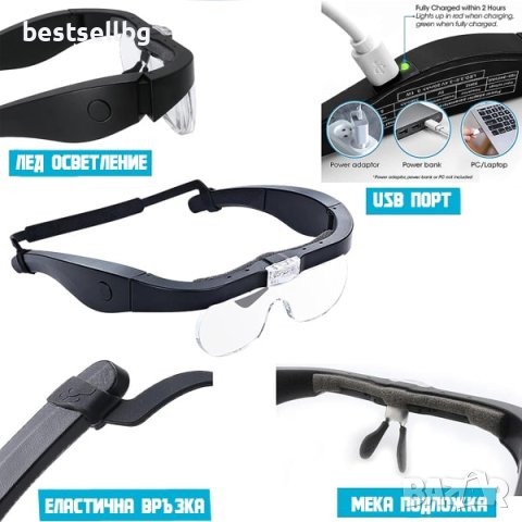 Увеличителни очила лупа за глава осветление за четене шиене бродиране, снимка 3 - Други инструменти - 42354803
