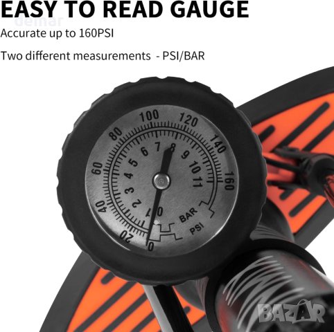 Велосипедна помпа SNMIX с манометър, велосипедна ръчна помпа за всички велосипеди, снимка 4 - Аксесоари за велосипеди - 42509072