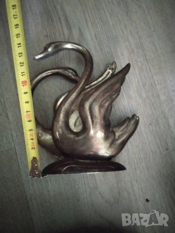 посребрен метален салфетник-лебед, снимка 2 - Други ценни предмети - 40528172