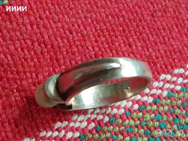 Сребърен пръстен с перла, снимка 2 - Пръстени - 53719462