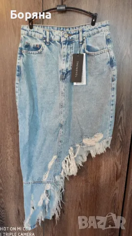 Trendyol нова с етикет асиметрична дънкова пола, снимка 9 - Поли - 49062945