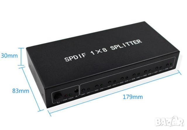 1X8 SPDIF TOSLINK Оптичен Сплитер за Цифрово Оптично Аудио 1 х Вход 8х Изхода LPCM 2.0 DTS Dolby-AC3, снимка 6 - Ресийвъри, усилватели, смесителни пултове - 41469984