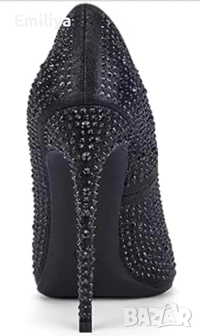 Черни токчета с камъни, снимка 2 - Дамски обувки на ток - 53732561