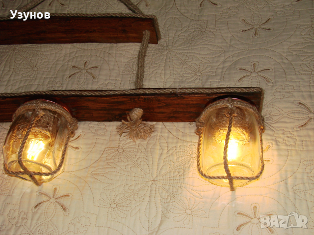 Дървен полилей за дома, тераса, механа, барбекю, битова стая, битов кът, снимка 8 - Полилеи - 36217634