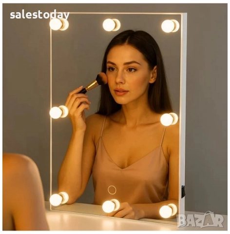 Светещо огледало за грим, 8 LED лампички, 40cm
