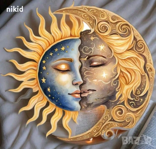 Слънце и луна Ден и нощ силиконов молд форма фондан гипс декор украса, снимка 2 - Форми - 50898984