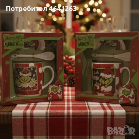 Коледен подаръчен комплект Merry Grinchmas – идеален подарък за добро настроение, снимка 5 - Декорация за дома - 52576412