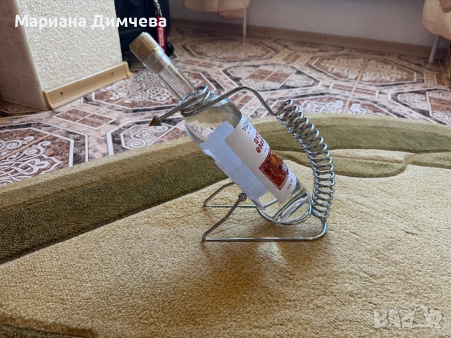 Луксозна поставка за бутилка вино – неръждаема никелирана стомана, оригинален дизайн, снимка 5 - Декорация за дома - 53843426