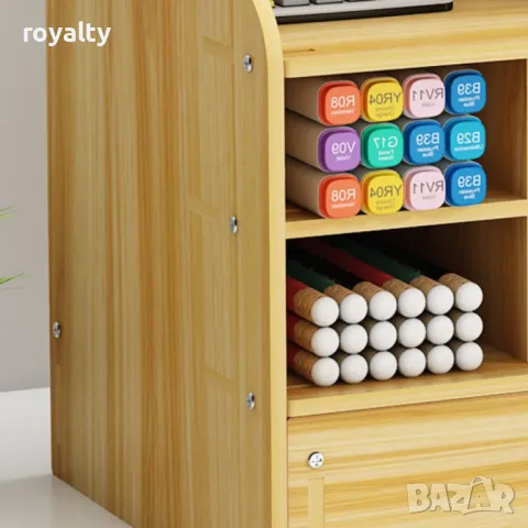 Дървен органайзер за бюро с чекмедже и многосекционно съхранение, снимка 8 - Декорация за дома - 49002543