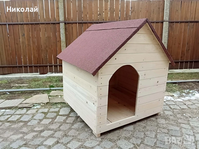 Голяма дървена къща за кучета , къща за големи породи кучета , къща от дърво за куче, кученца, снимка 2 - За кучета - 53275410