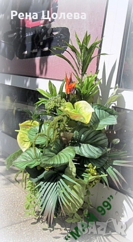 Зелена композиция 75 см., снимка 2 - Изкуствени цветя - 51845483