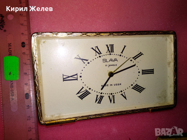 SLAVA MADE in USSR Стар РЯДЪК КОЛЕКЦИОНЕРСКИ РУСКИ БУДИЛНИК Мех. НАСТОЛЕН ЧАСОВНИК СЛАВА СССР 36435, снимка 8 - Антикварни и старинни предмети - 44538260