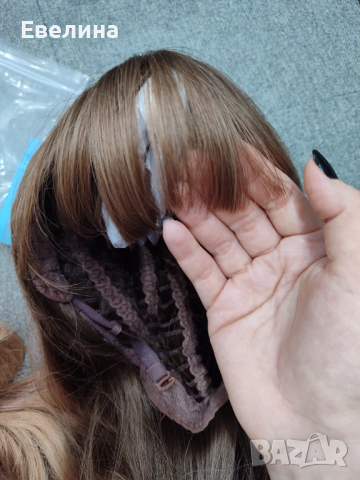 Дълга омбре перука с бретон висококачествен косъм, снимка 9 - Аксесоари за коса - 44526532