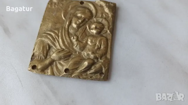 Стара икона,походна,Богородица, снимка 5 - Антикварни и старинни предмети - 48038059