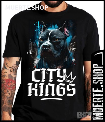 Черна тениска с щампа PITBULL CITY KINGS