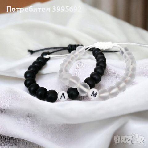 гривни с букви и естествени камъни , снимка 1