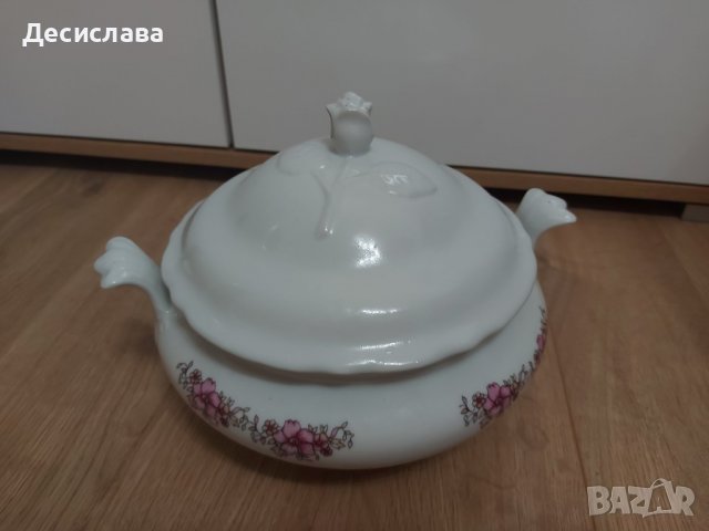 Порцеланов супник с капак, Китка, Съд за топло сервиране, снимка 1