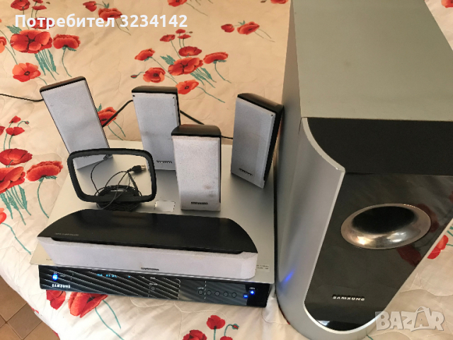 Домашно Кино Samsung DVD  USB  5 тонколони  + 1 субуфер., снимка 1 - Плейъри, домашно кино, прожектори - 36162704