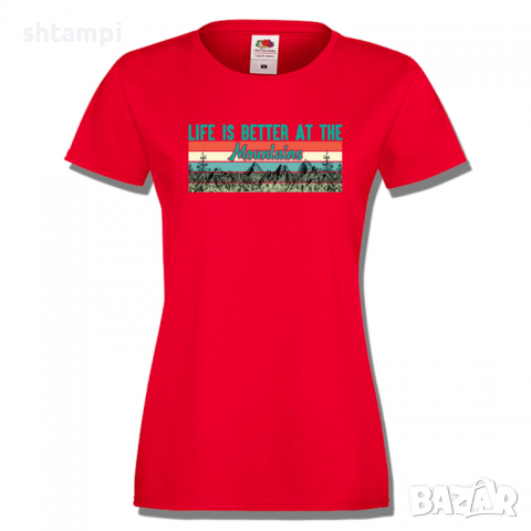 Дамска тениска Life Is Better At The Mountains,Изненада,Подарък,Поход,Връх,Хижа, снимка 3 - Тениски - 36373740