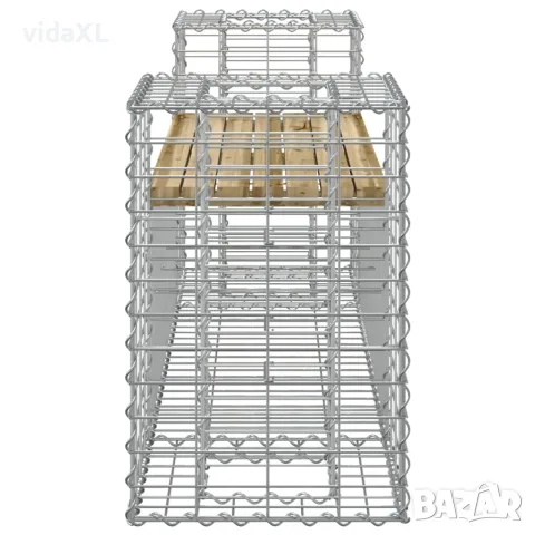 vidaXL Градинска пейка габионен дизайн 183x41x60,5 см импрегниран бор, снимка 4 - Градински мебели, декорация  - 56148067