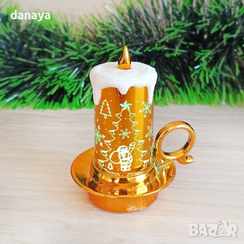 3180 Цветна коледна електронна свещ с преливащи Led светлини, 8см