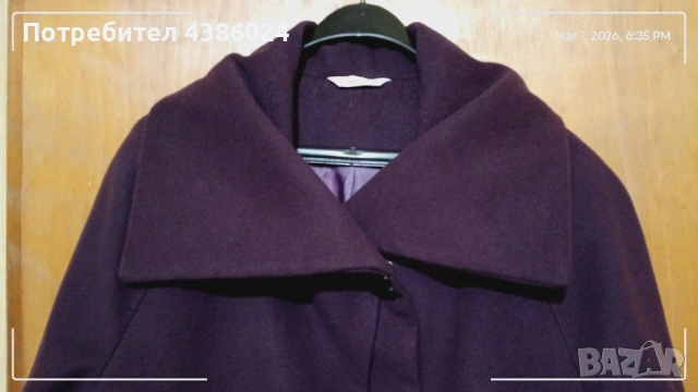 ВЪЛНЕНО ПАЛТО ЗА ЕДРА ЖЕНА  ТЪМНО ЛИЛАВО, СУПЕР ЕВТИНО!, снимка 7 - Палта, манта - 53670521