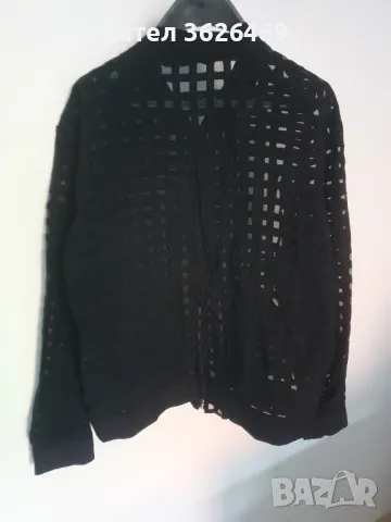 Прозрачно черно бомбър яке Zara с каре, снимка 3 - Якета - 50056448