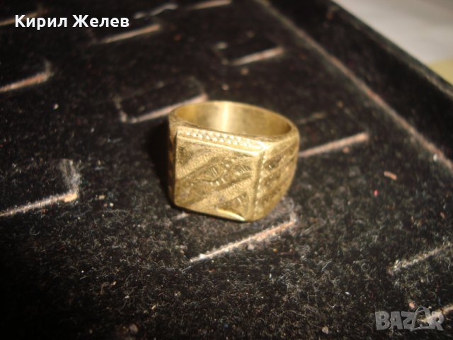 СТАР ПОЗЛАТЕН БРОНЗОВ ПРЪСТЕН ОРНАМЕНТИРАН РЪЧНО МАЙСТОРСКА АРТ ДЕКО СТИЛ ИЗРАБОТКА МАСИВЕН 7226, снимка 5 - Антикварни и старинни предмети - 33962721
