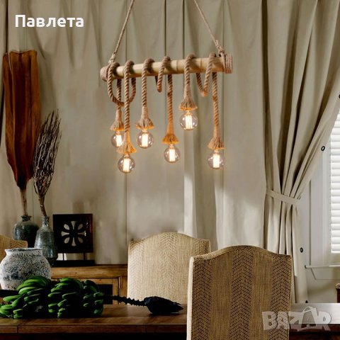 Бамбукова електрическа висяща лампа, снимка 3 - Други - 42666087