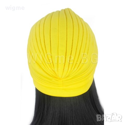 Тюрбан за коса едноцветен жълт, снимка 3 - Аксесоари за коса - 40495438