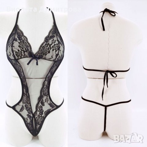 В1100 Секси еротично боди, дамско бельо. Еротично бельо, дантелено боди с отворено дъно, снимка 4 - Бельо - 35964087