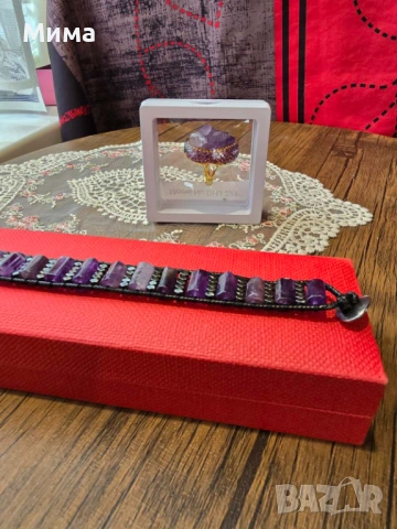 Гривна и пръстен с аметист, снимка 13 - Пръстени - 53128718