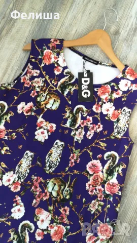 Брандов Модел Рокля с Десен на Цветя и Бухали , снимка 3 - Рокли - 50122035