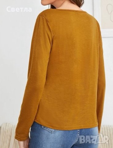 Блуза нова, фино трико. За 10 лв Размер L - 40-42 и ГО-108см; Дължина-61см; Рамене-40,5см, снимка 3 - Блузи с дълъг ръкав и пуловери - 44447370