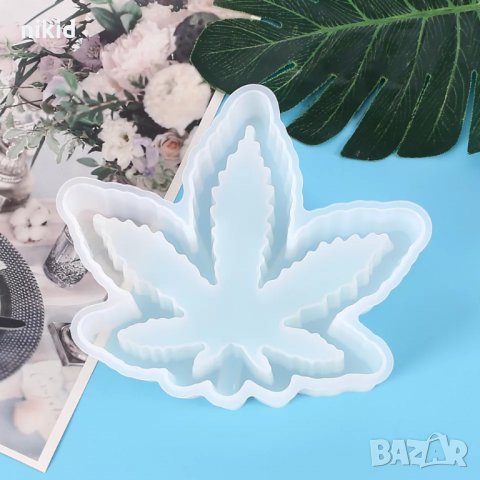 грамадно есенно  Maple Мейпъл канабис листо силиконов молд форма калъп пепелник гипс смола и др, снимка 5 - Форми - 34178236