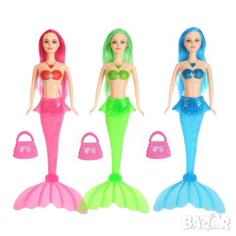 Цветна кукла русалка с аксесоар чантичка, снимка 2 - Кукли - 52054221