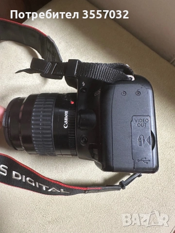 Фотоапарат Canon eos 1000D + обектив 35-80 мм + 3 батерии, снимка 8 - Фотоапарати - 53215321
