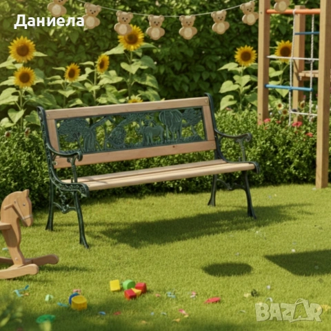 Градинска пейка за деца 82x39x50 см - здрава, безопасна и стилна, снимка 4 - Други стоки за дома - 53563401