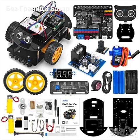 Нов Смарт робот кола за програмиране Python IoT Raspberry Pi DIY комплект, снимка 5 - Образователни игри - 52742572