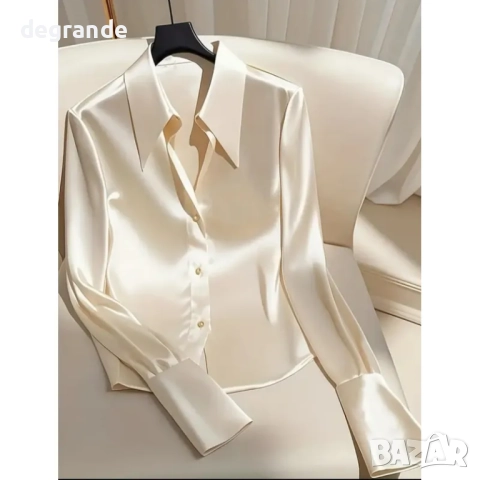 Сатенена риза в цват екрю