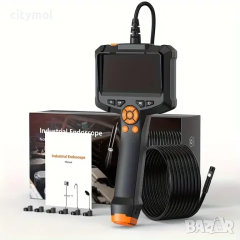 Индустриален ендоскоп с двоен обектив INSKAM, HD 1080P, 4.3 " екран, 8 LED диода - 10 метра