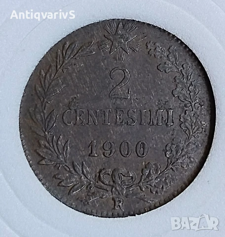 Стара, рядка монета - 2 чентисими 1900г. UNC. Колекция!, снимка 1