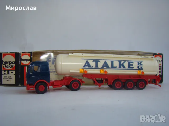 HERPA H0 1/87 MERCEDES КАМИОН МОДЕЛ ТИР ЦИСТЕРНА КОЛИЧКА