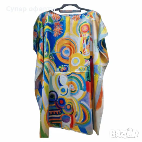 Лятна плажна туника от коприна, с артистични и морски десени, снимка 11 - Туники - 49903560