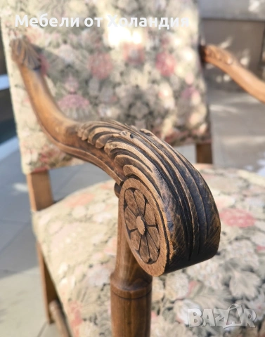 Белгийско кресло с дърворезба, снимка 6 - Дивани и мека мебел - 53084509